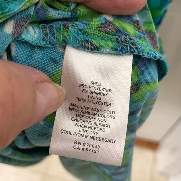 Laura Jeffries size 20W teal sleeveless dress - Picture 6 of 9